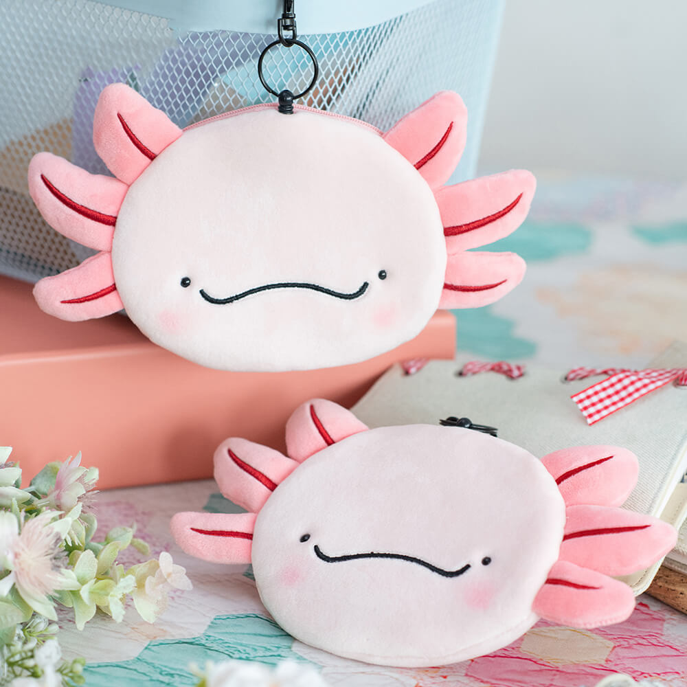 Cute Axolotl Zippered Coin Purses, Animal Money Bag