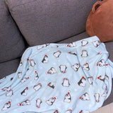 Soft Warm Penguin Print Bed Flannel Blanket For Nap