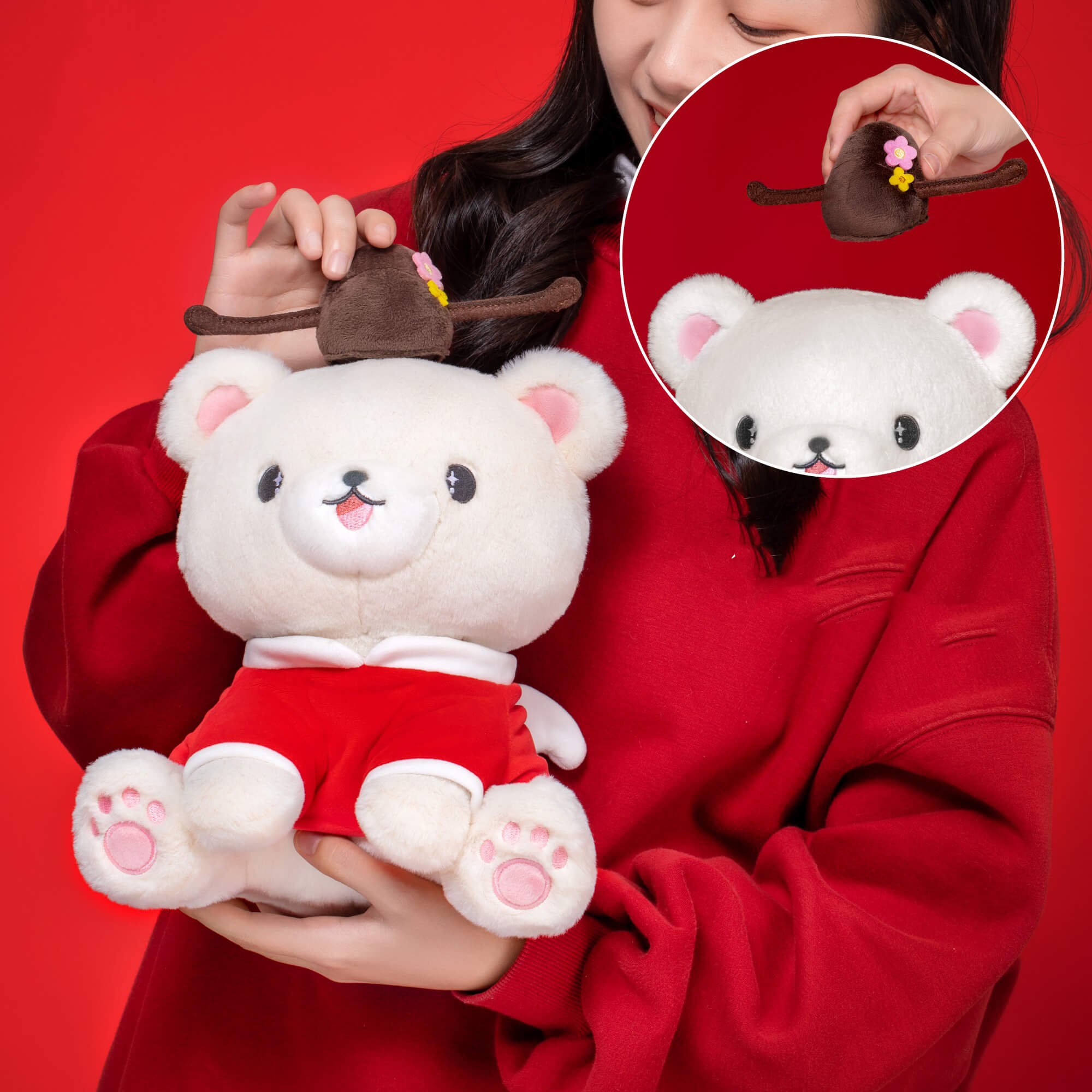 Adorable Fly Bear Stuffed Animal Plush Toy with Magnetic Hat