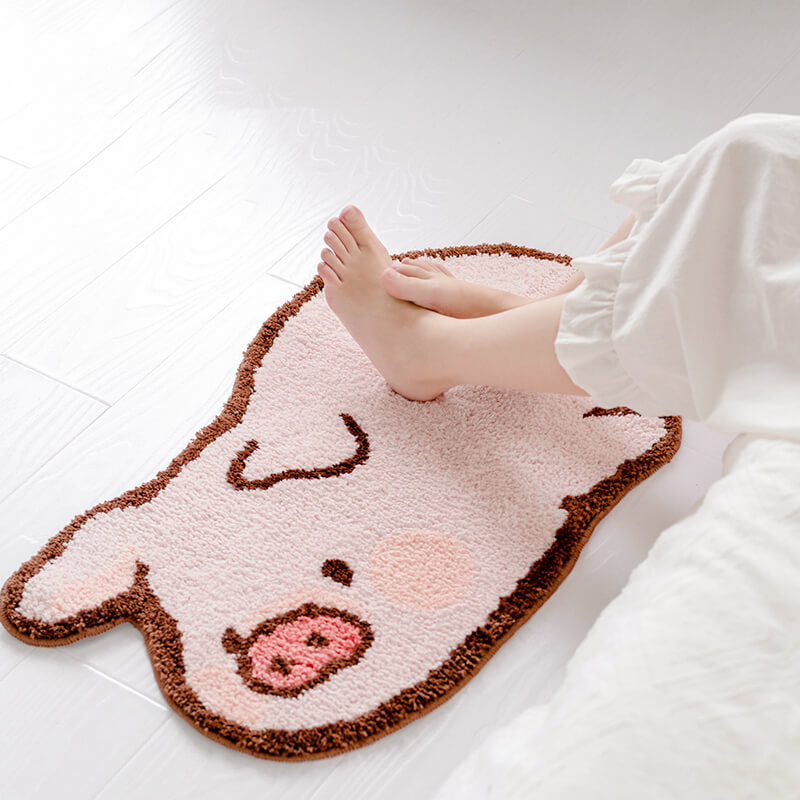 Cute Pig Shaped Area Rug, Apple Piggy Carpet