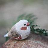 Handmade Carved Wooden Zebra Finch Bird Figurine