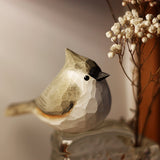 Handmade Carved Wooden Tufted Titmouse Bird Figurine