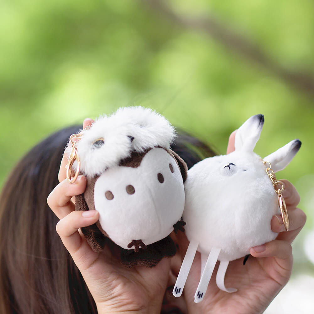 Soft Stuffed Arctic Hare/Killer Whale/Owl Plush Backpack Clip Keychain Purse Pendant