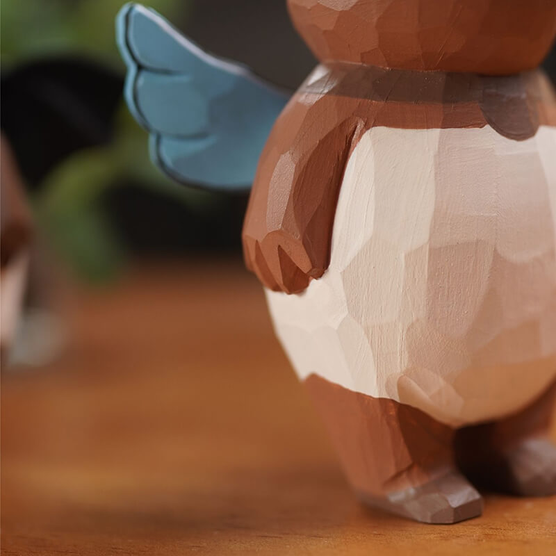 Handmade Carved Cartoon Bear Figurine