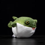 Realistic Green Spotted Puffer Fish Stuffed Animal Plush Toy
