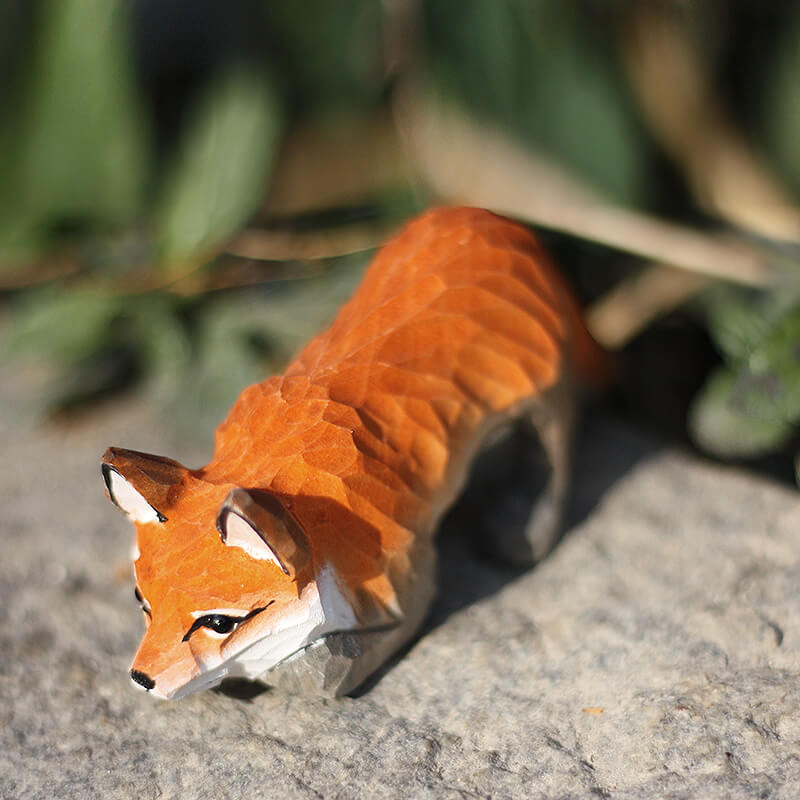 Handmade Carved Red Fox Figurine