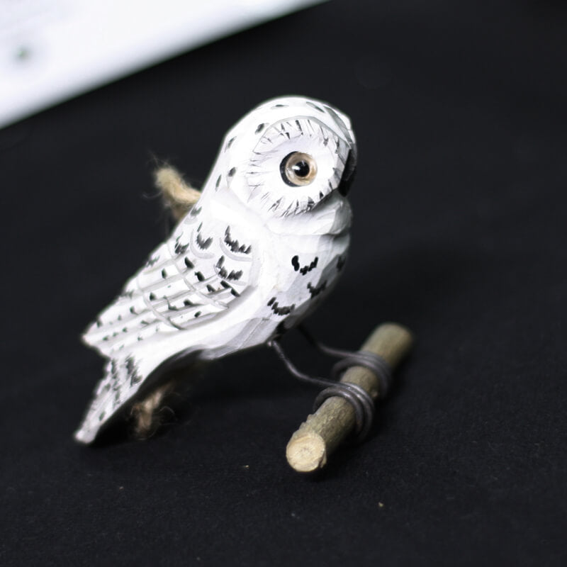 Handmade Carved Owls Figurine