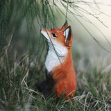 Handmade Carved Red Fox Figurine
