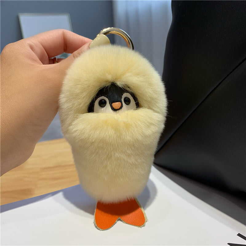 Fluffy Stuffed Penguin Bag Charm