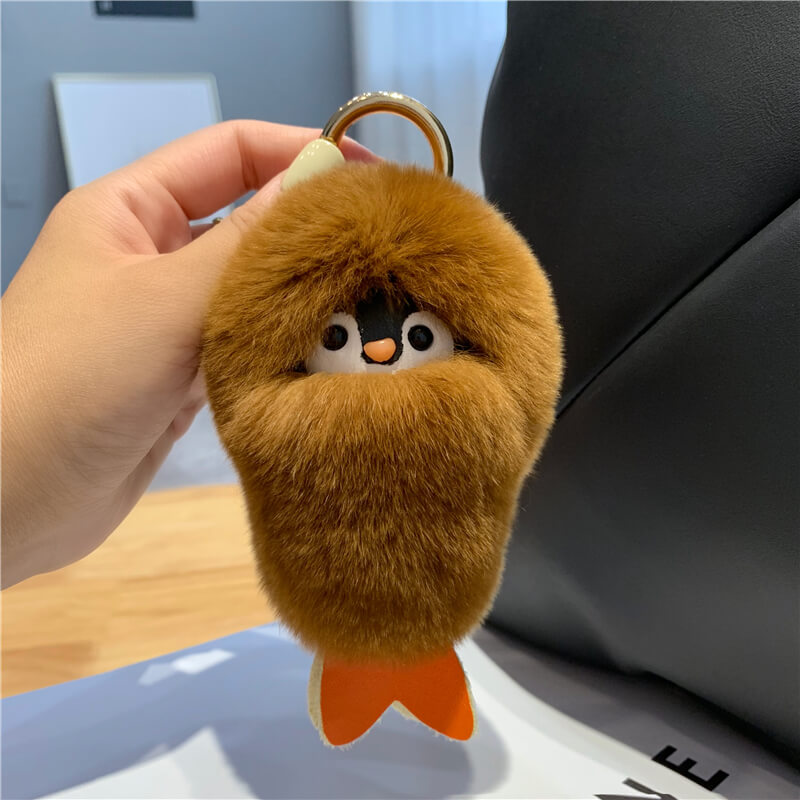 Fluffy Stuffed Penguin Bag Charm