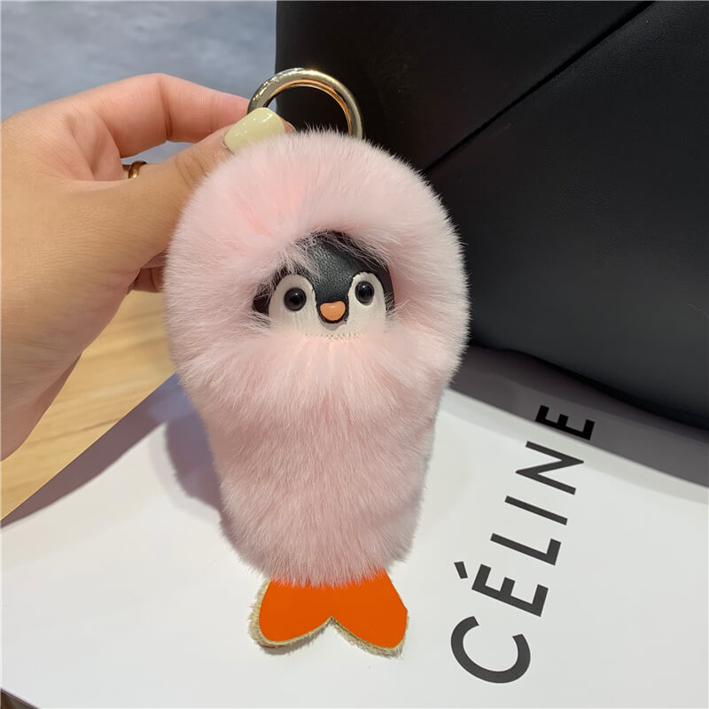 Fluffy Stuffed Penguin Bag Charm