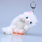 White Cat Plush Bag Charm, Stuffed Animal Keychain