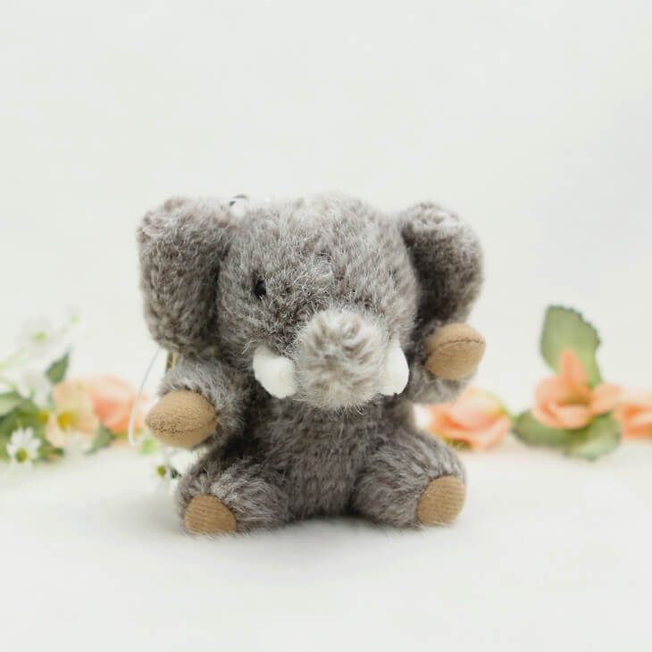 Plush Elephant Bag Charm, Stuffed Animal Keychain