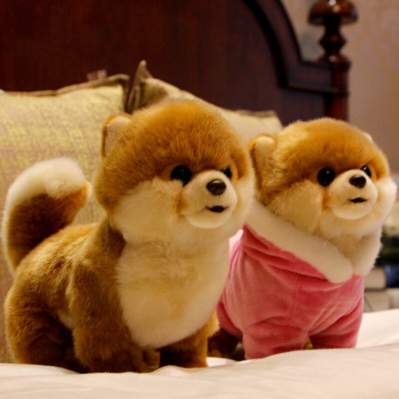 Realistic Yellow Pomeranian Dog Stuffed Animal Plush Toy