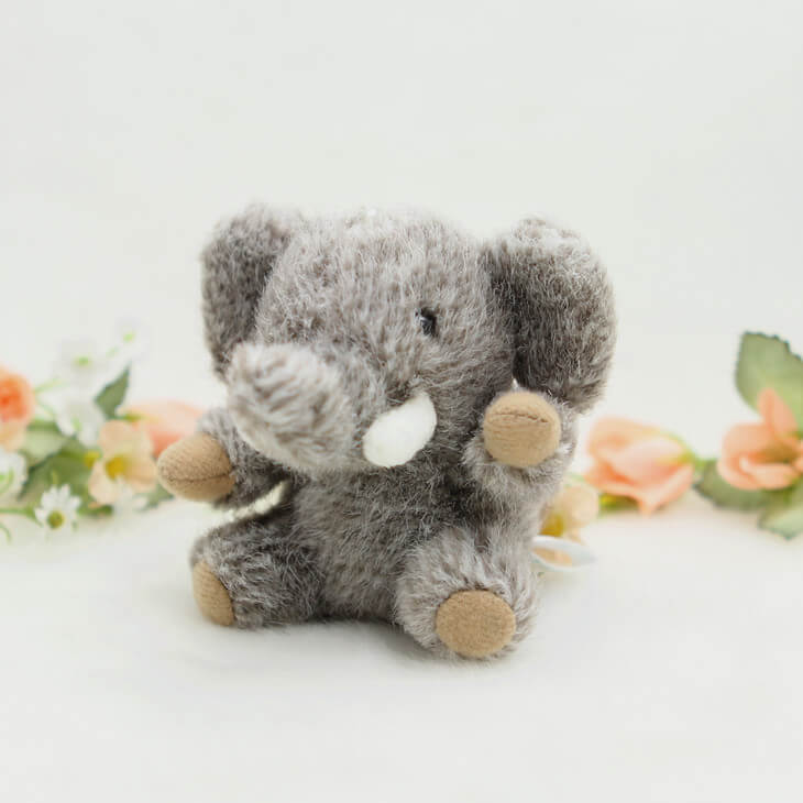 Plush Elephant Bag Charm, Stuffed Animal Keychain