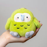 Chonky Kakapo Plush Keychain - Cute Kawaii Green Parrot Backpack Charm & Aesthetic Bag Accessory (10.5cm)