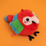 Chubby Green-Winged Macaw Plush Keychain – 4" Cute Round Parrot Stuffed Animal Bag Charm & Keyring Gift for Bird Lovers