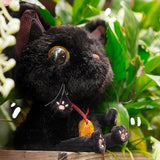 Fluffy Black Cat Stuffed Animal Plush Toy, Cute Kitten Plushies