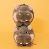 Cute Chubby Hippo Plush Keychain - Soft Round Stuffed Hippopotamus Bag Charm