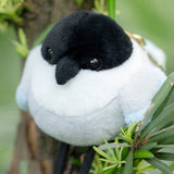Cute Round Bird Plush Keychain - Motion-Activated Chirping Magpie & Azure-Winged Magpie Bag Charm (Battery-Free Sound)