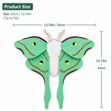 Luna Moth Plush Toy - 13.8" Realistically Detailed Moth Stuffed Animal with Embroidered Wings, Cottagecore & Nature Lover Gift