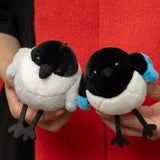 Cute Round Bird Plush Keychain - Motion-Activated Chirping Magpie & Azure-Winged Magpie Bag Charm (Battery-Free Sound)