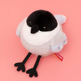 Cute Round Bird Plush Keychain - Motion-Activated Chirping Magpie & Azure-Winged Magpie Bag Charm (Battery-Free Sound)