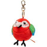 Chubby Green-Winged Macaw Plush Keychain – 4" Cute Round Parrot Stuffed Animal Bag Charm & Keyring Gift for Bird Lovers
