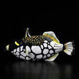 18" Realistic Clown Triggerfish Plush Toy – Lifelike Balistoides Conspicillum Marine Life Stuffed Animal