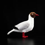 Lifelike Brown-headed Gull Stuffed Bird, 9.5" Realistic Seagull Plush Doll with Crimson Beak & Webbed Feet