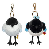 Cute Round Bird Plush Keychain - Motion-Activated Chirping Magpie & Azure-Winged Magpie Bag Charm (Battery-Free Sound)