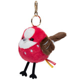 Chirping Pallas’s Rosefinch Plush Keychain – Interactive Bird Bag Charm & Cute Backpack Clip (No Batteries Required, 5.5")