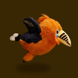 Rufous-necked Hornbill Plush Bag Charm - Interactive Chirping Sound Bird Keychain & Backpack Pendant (10cm)
