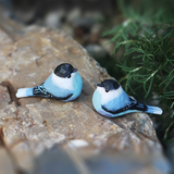 Handmade Carved Wooden Oriental Magpie Bird Figurine