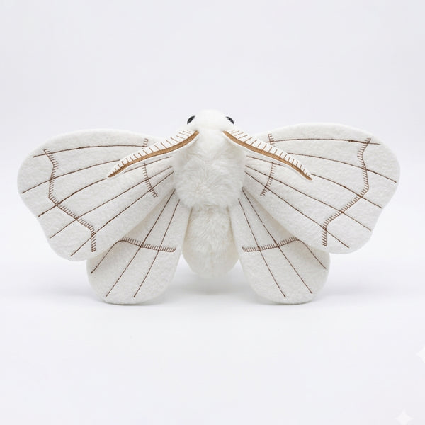 White Silk Moth Plush Toy - Cute Realistic Stuffed Insect Mothie, Soft ...