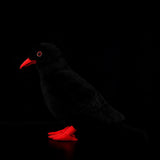 12" Lifelike Red-billed Chough Plush Toy – Soft Alpine Crow Stuffed Animal