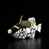 18" Realistic Clown Triggerfish Plush Toy – Lifelike Balistoides Conspicillum Marine Life Stuffed Animal