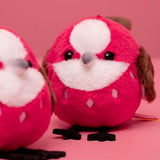 Chirping Pallas’s Rosefinch Plush Keychain – Interactive Bird Bag Charm & Cute Backpack Clip (No Batteries Required, 5.5")