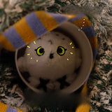 Chubby Stuffed Snowy Owl Bag Charm, Plush Owl Keychain