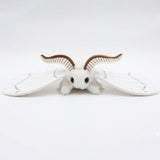White Silk Moth Plush Toy - Cute Realistic Stuffed Insect Mothie, Soft Fluffy Animal Doll for Moth Lover & Home Decor