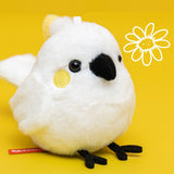 Cute White Cockatoo Plush Keychain – Interactive Chirping Bird Bag Charm