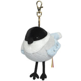 Cute Round Bird Plush Keychain - Motion-Activated Chirping Magpie & Azure-Winged Magpie Bag Charm (Battery-Free Sound)