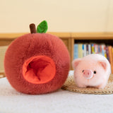 Kawaii Piggy Stuffed Animal Plush Toy with Apple Plush Toy