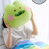 2-in-1 Cute Frog Stuffed Hugging Pillow with Flannel Blanket