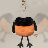 Chubby Daurian Redstart Plush Keychain - Shake-to-Chirp Battery-Free Bird Bag Pendant