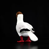 Lifelike Brown-headed Gull Stuffed Bird, 9.5" Realistic Seagull Plush Doll with Crimson Beak & Webbed Feet