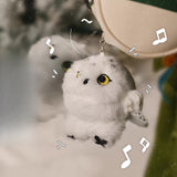 Chubby Stuffed Snowy Owl Bag Charm, Plush Owl Keychain