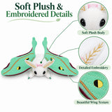 Luna Moth Plush Toy - 13.8" Realistically Detailed Moth Stuffed Animal with Embroidered Wings, Cottagecore & Nature Lover Gift