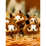 Cute Long-eared Owl Stuffed Animal Bag Charm, Plush Sound Keychain
