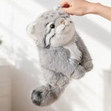 Ultra-Soft Realistic Pallas's Cat Plush Toy | Fluffy Wild Cat Stuffed Animal Plushie for Cat Lovers & Home Decor